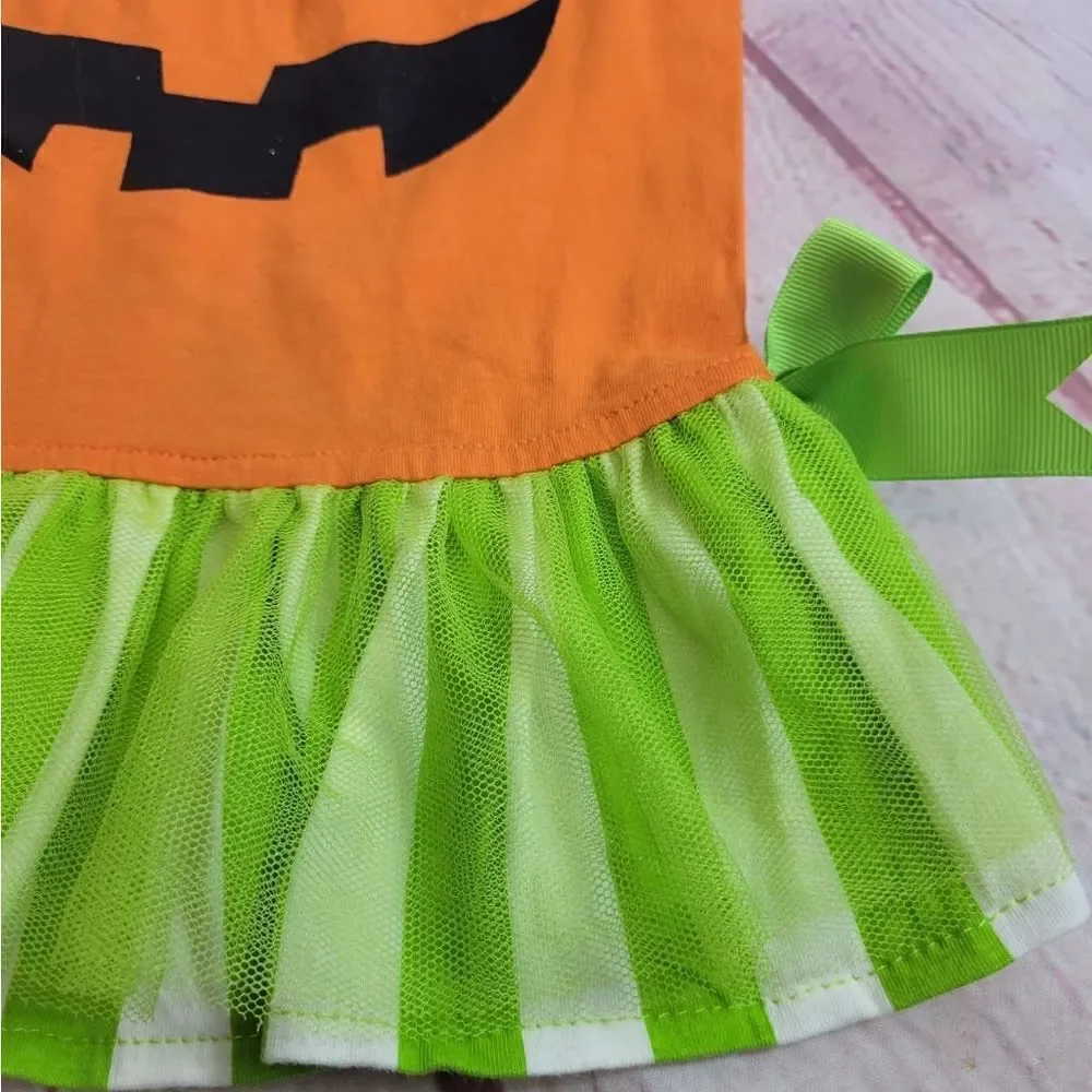 Martha Stewart pets pumpkin jack-o-lantern costume with tutu shirt L